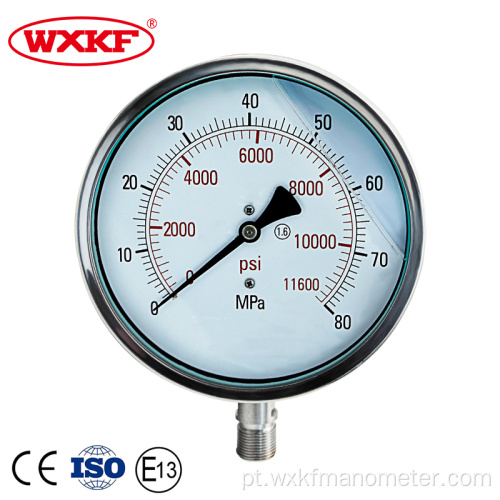 Manômetro de pressão de aço inoxidável de 2,5 polegadas de 2,5 polegadas